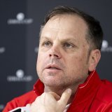 Severin Lüthi garde forcément son optimisme avant la 2e journée du duel face à l'Espagne KEYSTONE/ANTHONY ANEX